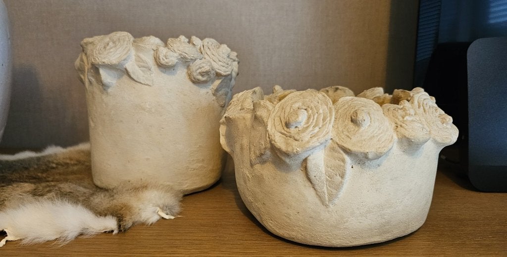 Decoratieve potten, luxe lijn, 2 stuks, zeer zware, rond., Tuin en Terras, Bloempotten, Ophalen, Rond, Binnen, Zo goed als nieuw