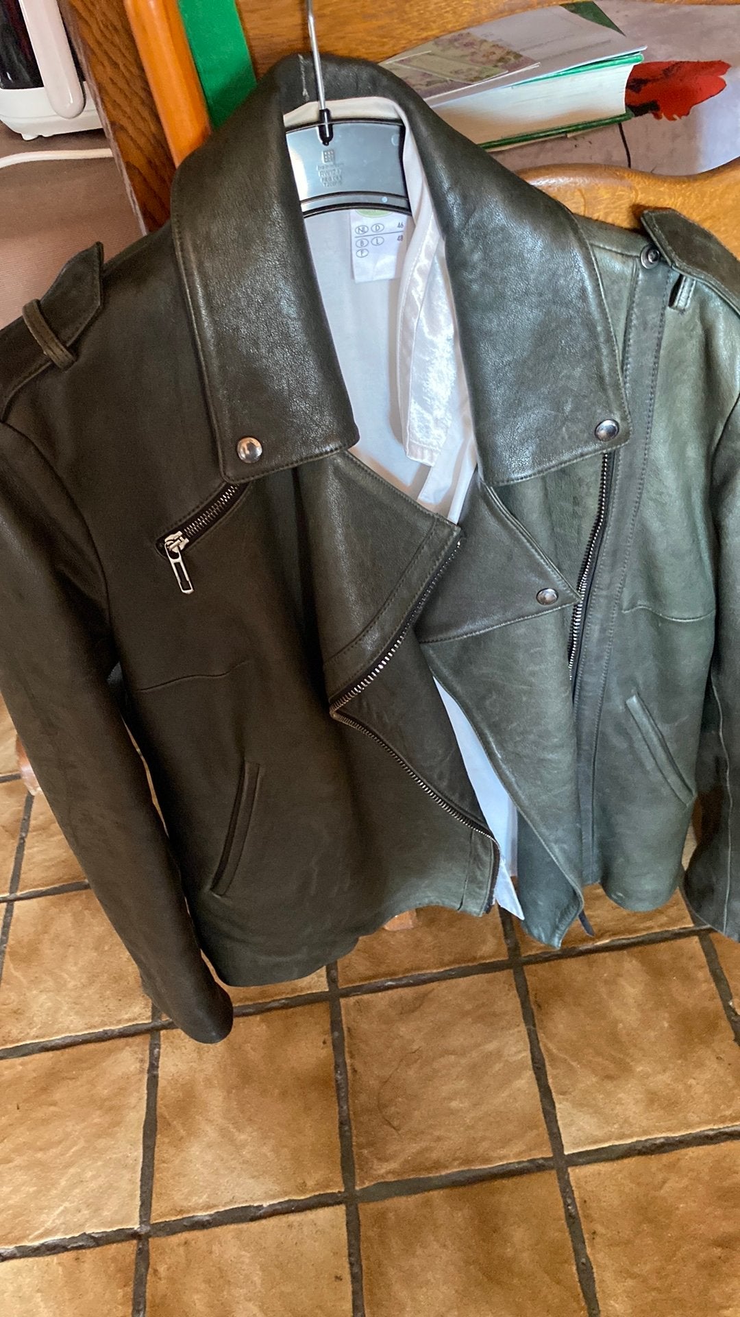 lederen vest, Enlèvement, Comme neuf, Taille 38/40 (M), Vert