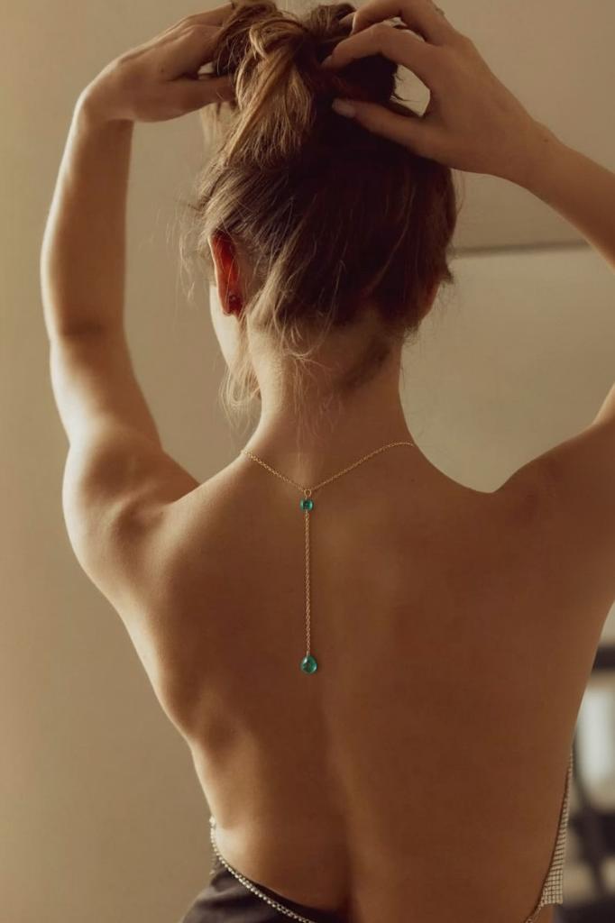 Collier Paraiba Lariat plaqué or 18K, Bijoux, Sacs & Beauté, Colliers, Neuf, Pierre ou Minéral, Enlèvement ou Envoi, Avec pendentif