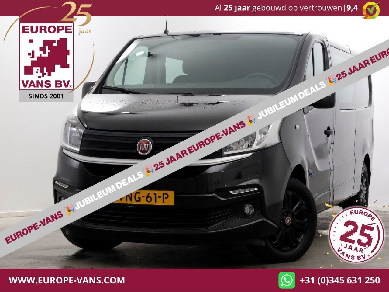 Fiat Talento 2.0 MultiJet 145pk L2H1 D.C. Business Pro Airco, Auto's, Zwart, Bedrijf, Onderhoudsboekje, Parkeersensor