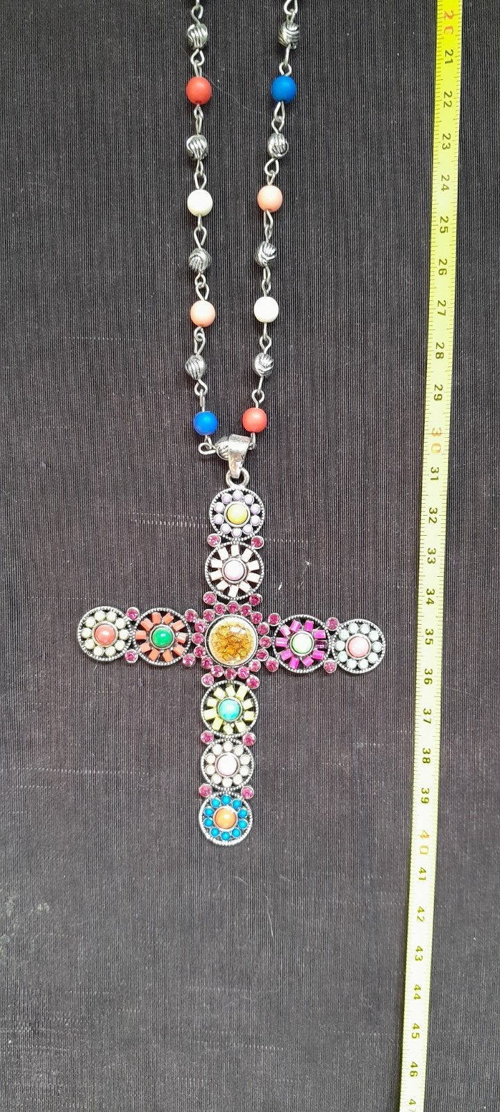 Prachtige ketting met kruis bezet met steentjes., Bijoux, Sacs & Beauté, Colliers, Enlèvement ou Envoi, Comme neuf, Autres matériaux