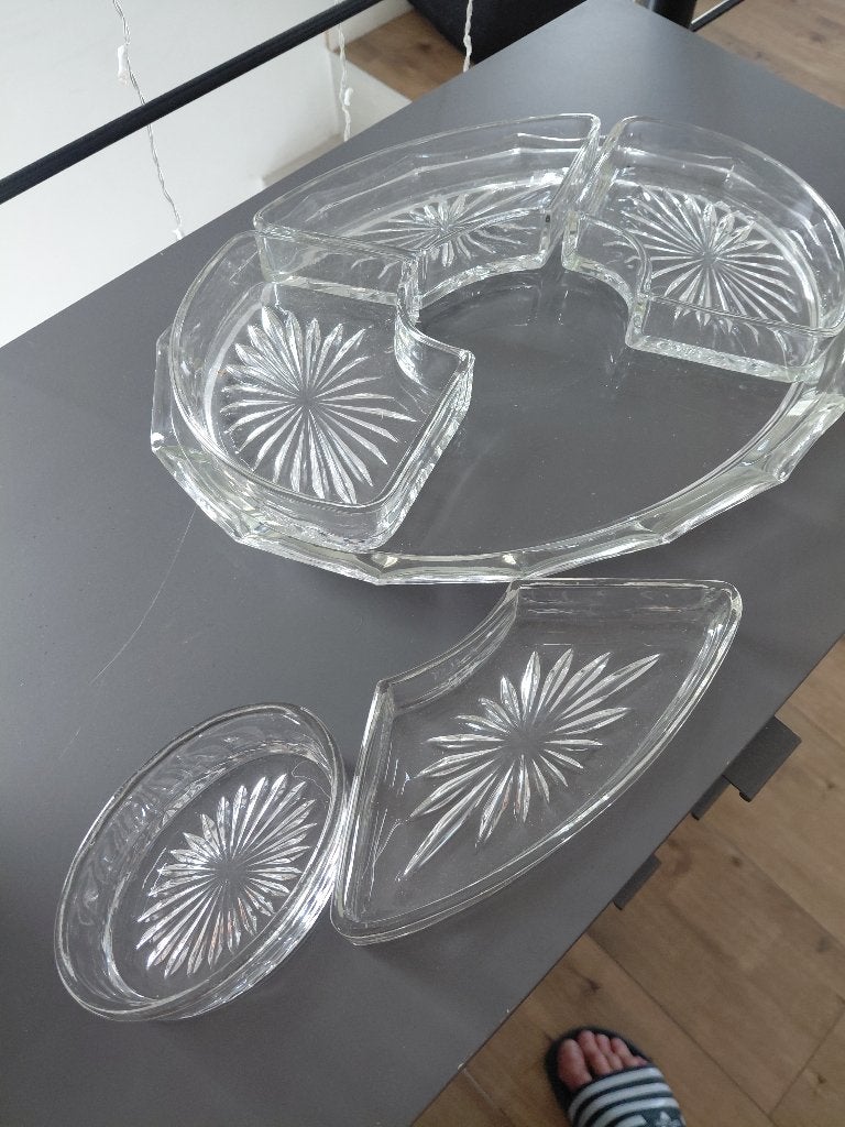 Plateau apero en verre plusieurs elements, Maison & Meubles, Cuisine | Vaisselle, Enlèvement ou Envoi, Comme neuf, Verre, Plateau