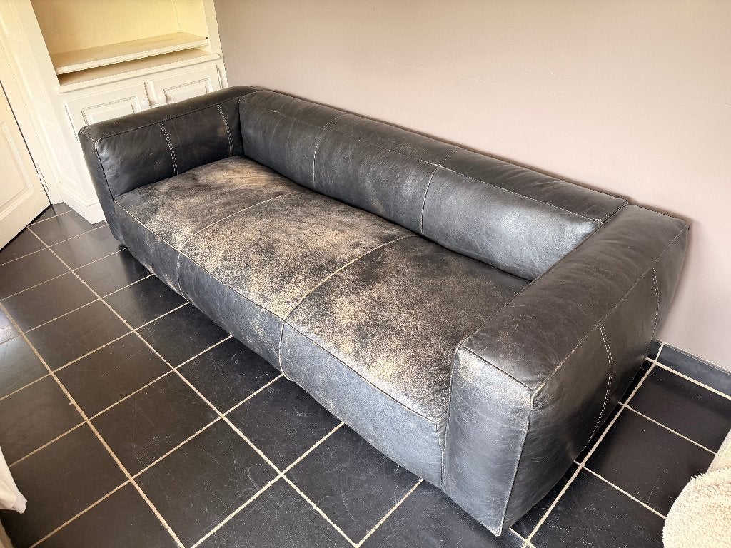 Canapé Flamant Bailey cuir noir - complet avec 2 fauteuils, Enlèvement