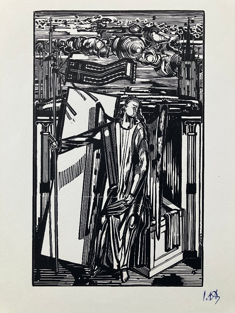 Houtsnede Jos Hendrickx (1906-1971), Ophalen, Houtsnede