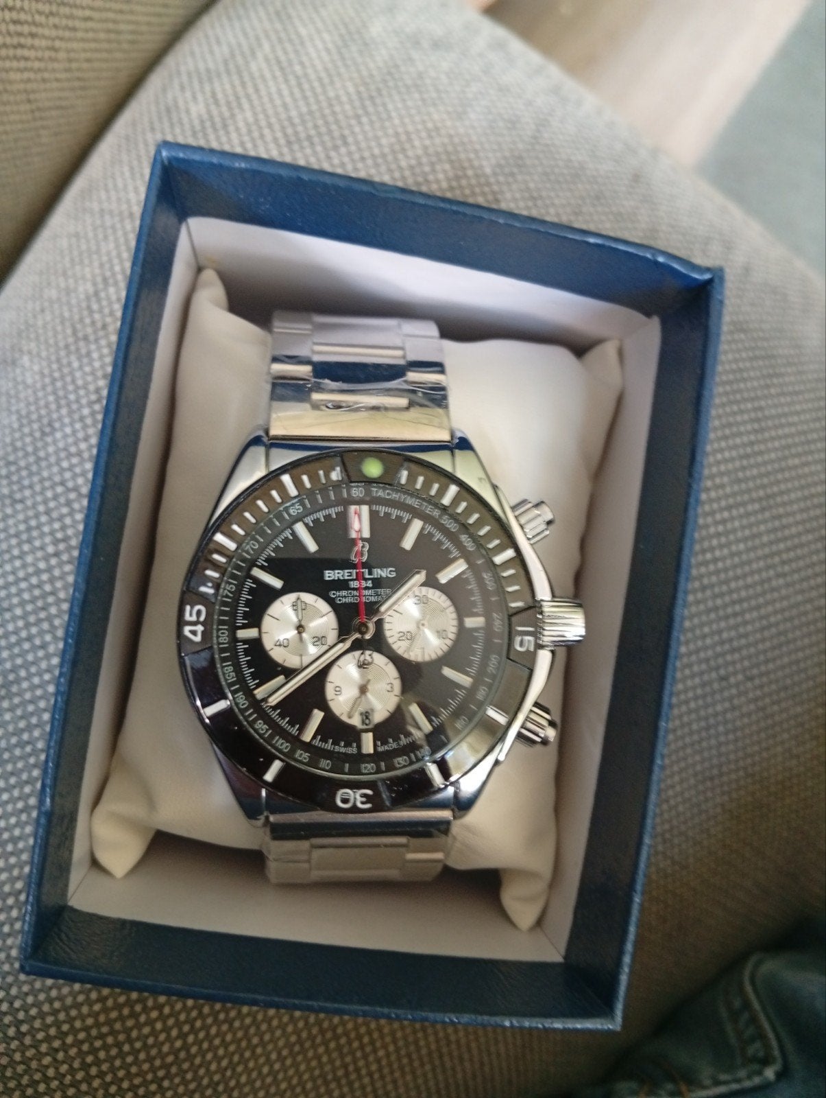 Chronographe Breitling 44 mm, Bijoux, Sacs & Beauté, Montres | Hommes, Enlèvement ou Envoi, Breitling, Acier, Acier