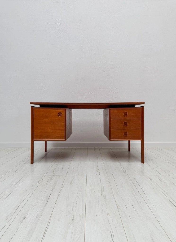 Bureau vintage danois en teck G.V. Gasvig G.V. Møbler 60s, Scandinave, Enlèvement ou Envoi, Utilisé