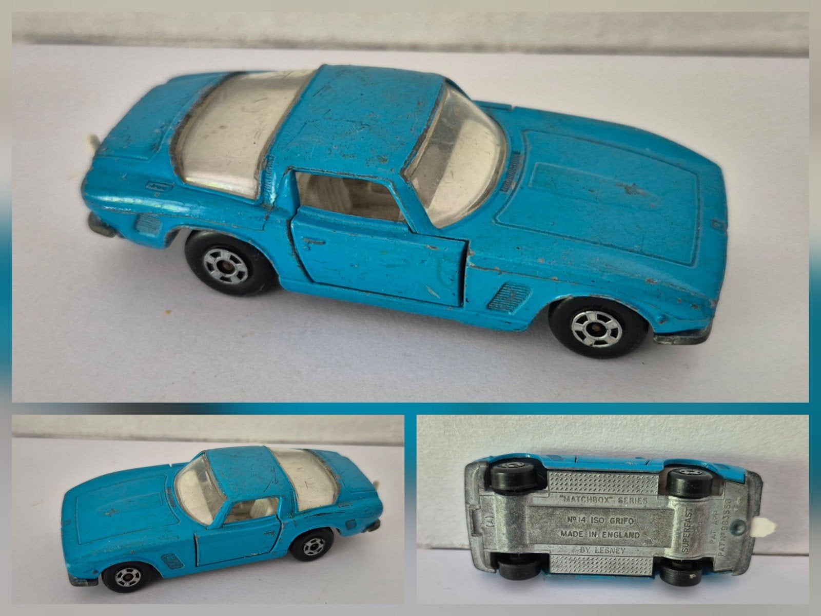 Matchbox SF 14-A 1969 Iso Grifo (light blue), Ophalen of Verzenden, Gebruikt, Auto
