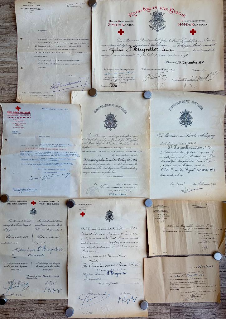 Diploma medaille Oudenaarde wo2 rode kruis orde, Ophalen of Verzenden, Landmacht, Lintje, Medaille of Wings