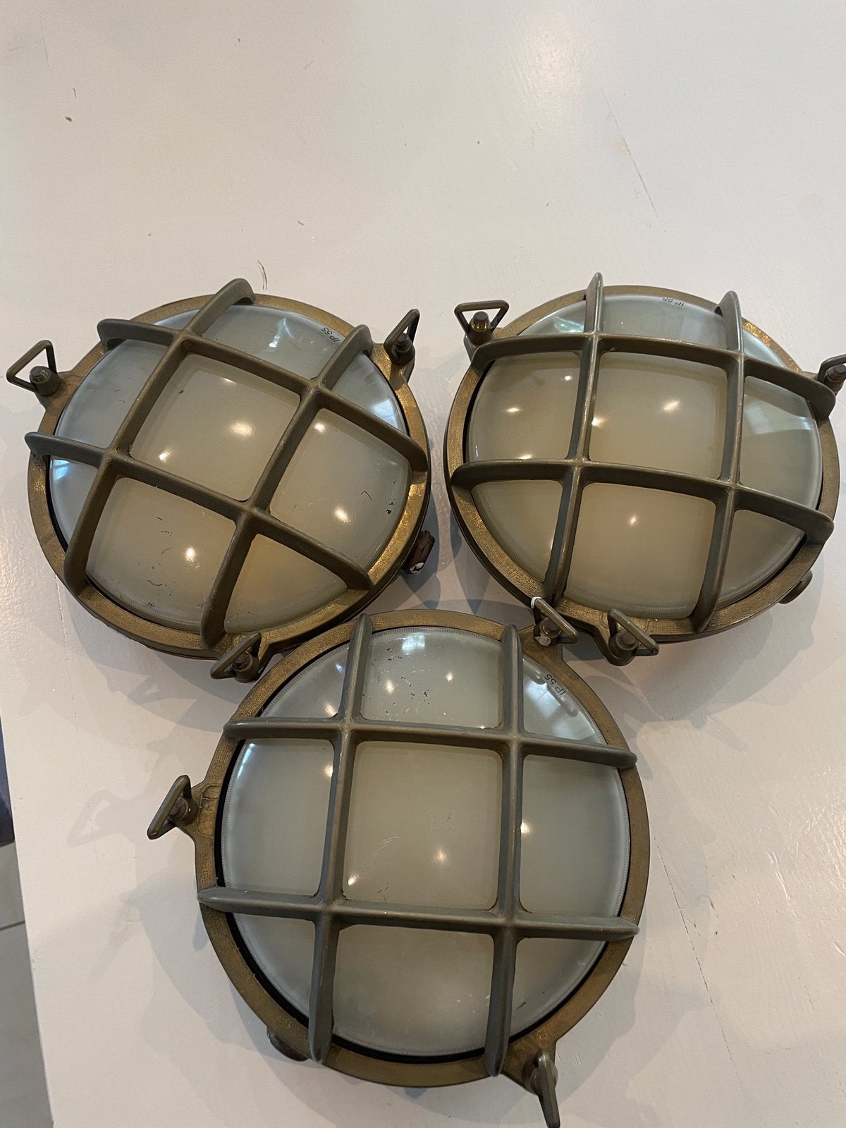 Lot de 3 hublot marins en laiton massif -PRISMA (Italia), Antiquités & Art, Enlèvement, Cuivre