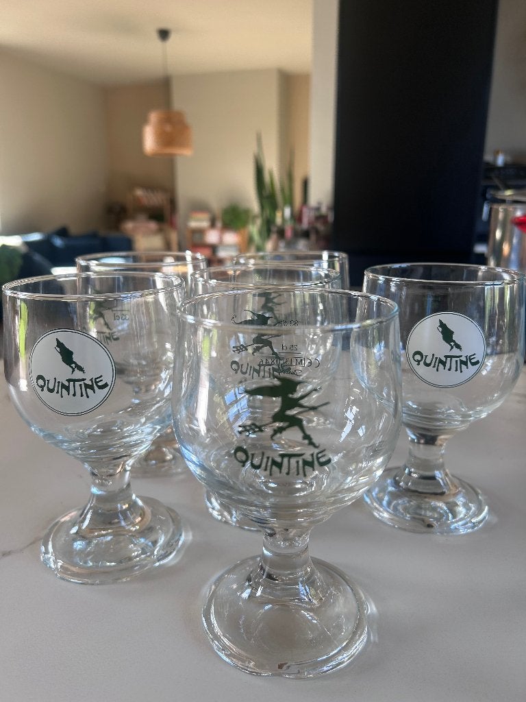 Lot de 6 verres Quintine Neufs - 33 cl - 2 logos différents, Collections, Enlèvement, Neuf, Verre à bière