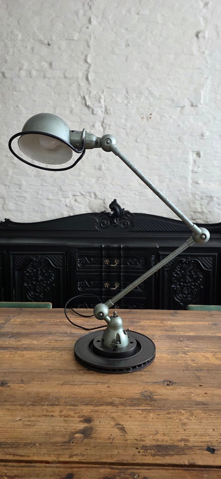 originele vintage Franse Jieldé industriële lamp., Groen, Ophalen of Verzenden, Design