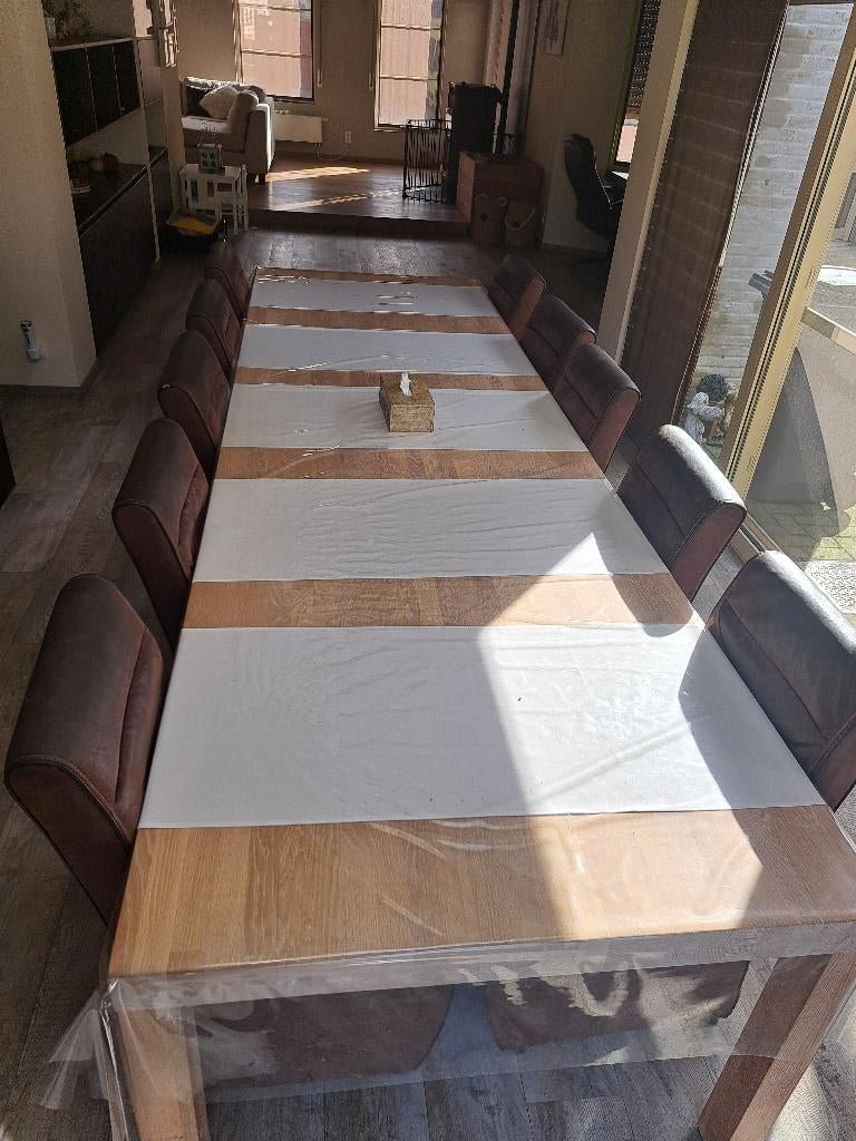 UNIEKE  LANGE EETTAFEL, Comme neuf, 100 à 150 cm, Enlèvement, Chêne