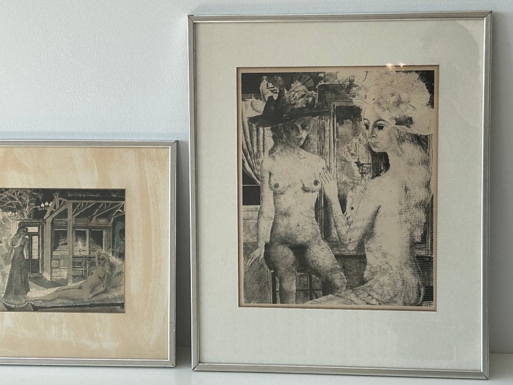 2 prenten van Paul Delvaux, Antiek en Kunst, Kunst | Etsen en Gravures, Ets, Ophalen of Verzenden