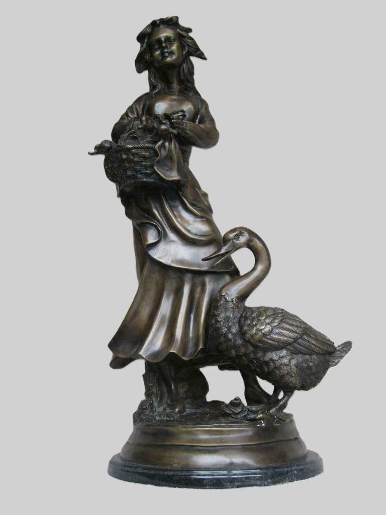 brons - meisje met ganzen - Baré., Antiek en Kunst, Antiek | Brons en Koper, Ophalen, Brons