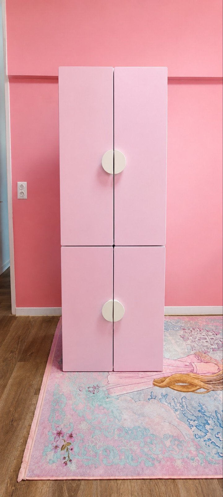 Mooie Kinderkast voor Meisjes – Roze/Wit – Ruime Kledingkast, 105 cm ou plus, Comme neuf, Enlèvement, Moins de 75 cm