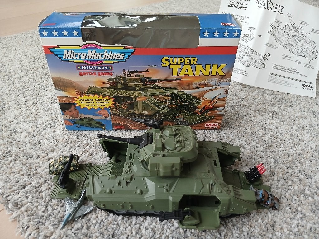 Vintage Micro Machines Super Tank, Military 1996 + doos, Collections, Jouets, Comme neuf, Enlèvement ou Envoi