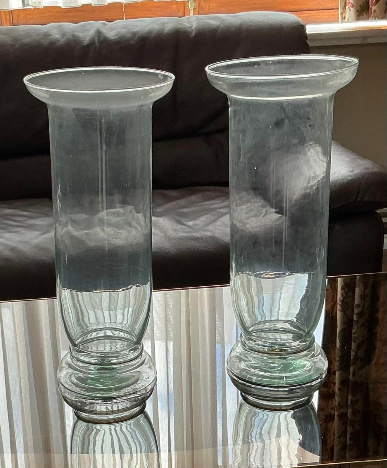 2 glazen vazen, Ophalen, Glas, Minder dan 50 cm