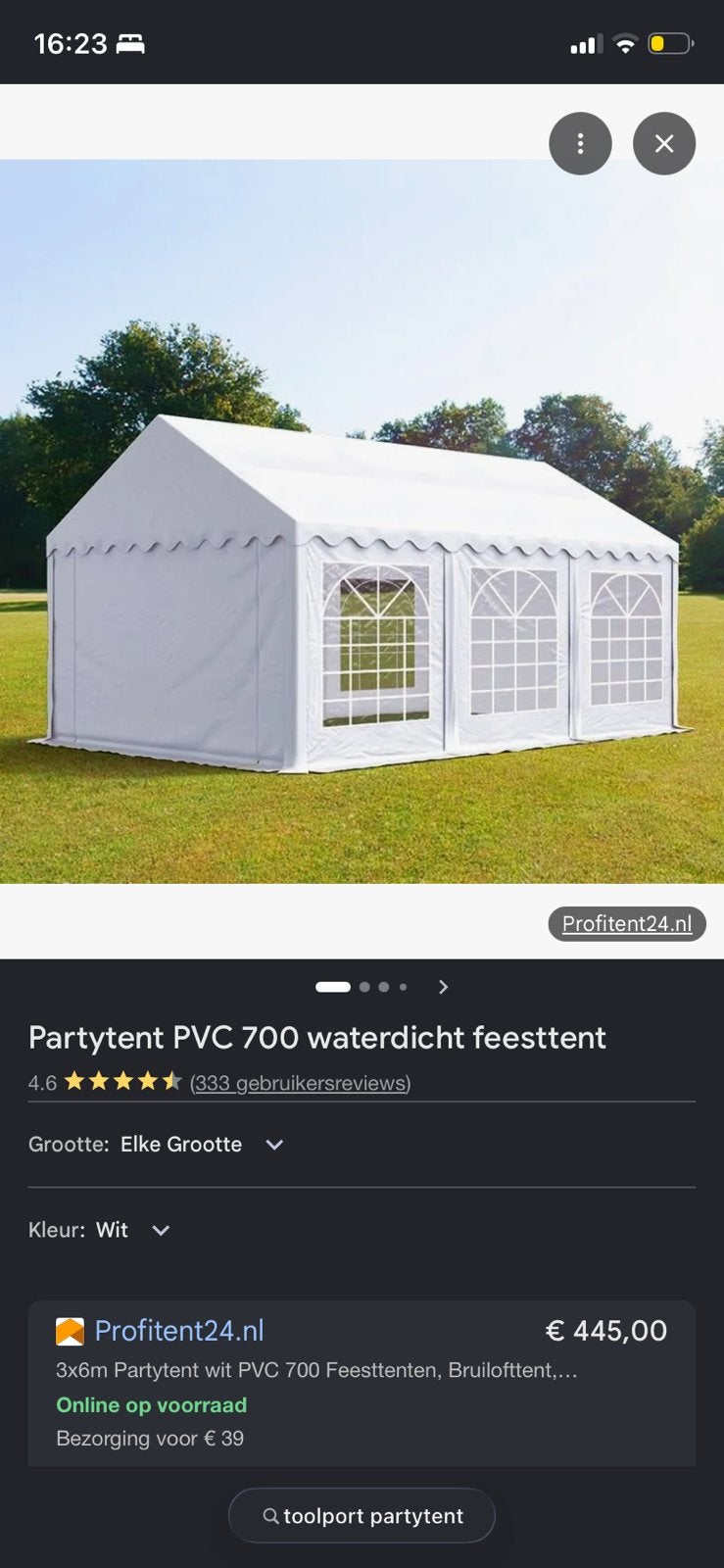 Toolport partytent TE KOOP, Tuin en Terras, Ophalen, Zo goed als nieuw, Partytent