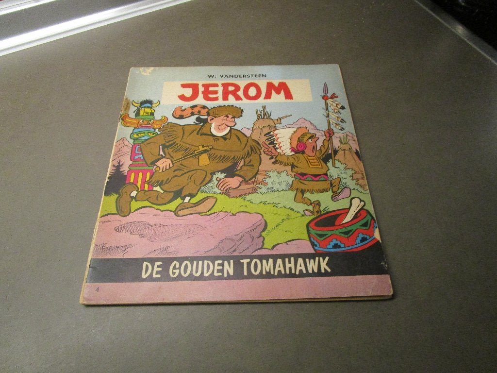 Jerom - De gouden tomahawk - 1e druk - 1963, Boeken, Gelezen, Willy vandersteen, Eén stripboek, Ophalen of Verzenden