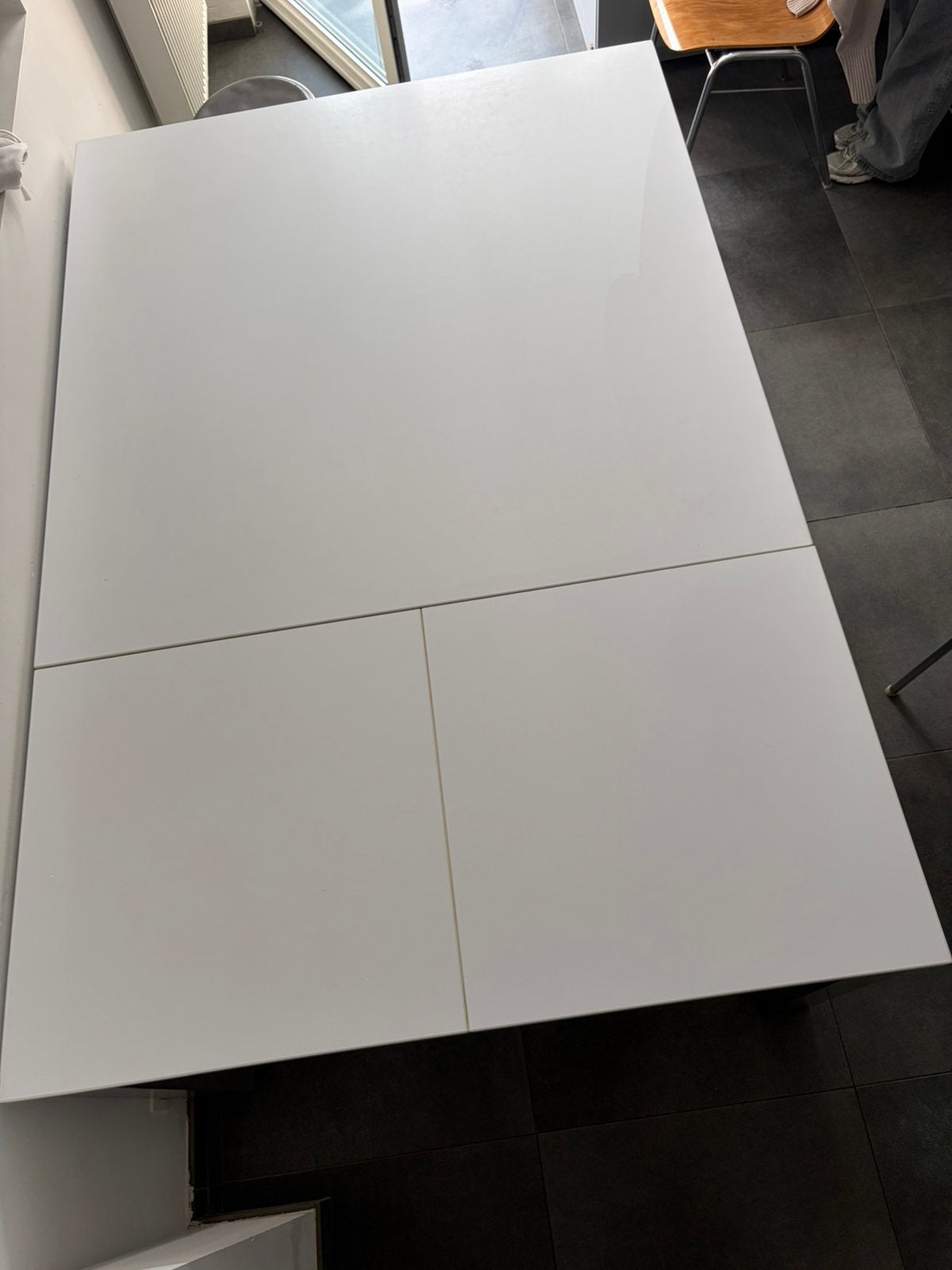 Keukentafel 120x120 tot 180, Ophalen, Vierkant, Zo goed als nieuw, Modern