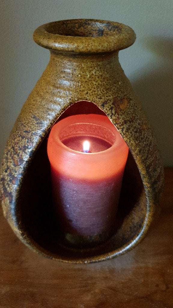 Vintage kaarsenhouder, Huis en Inrichting, Woonaccessoires | Kandelaars en Kaarsen, Ophalen, Gebruikt, Bruin, Kaars
