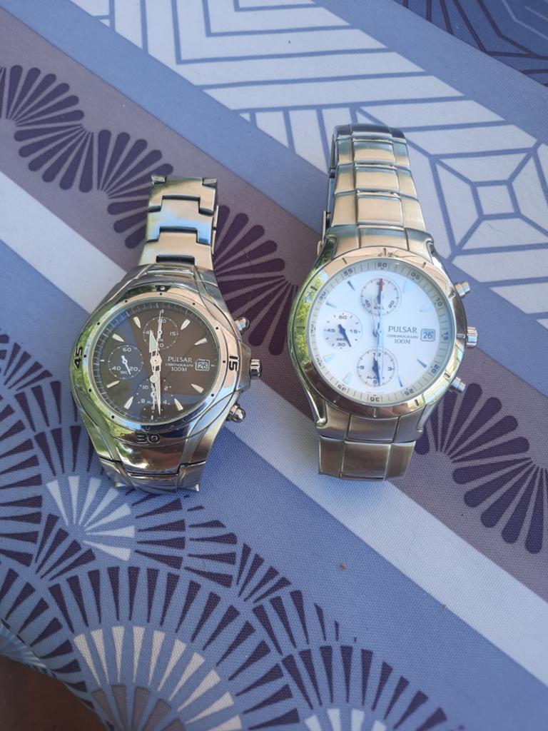 2x pulsar horloges met de 7t62 binnenwerk van seiko., Montre-bracelet, Autres marques, Acier, Enlèvement