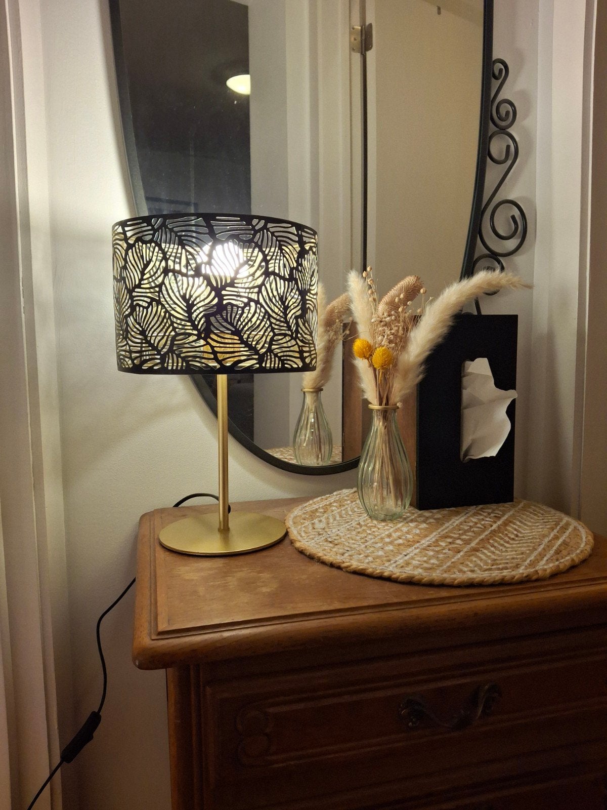 Lampe de table Jodie Maisons du Monde – Noir et doré, Maison & Meubles, Lampe d'ambiance, Doré, 35 cm, Comme neuf