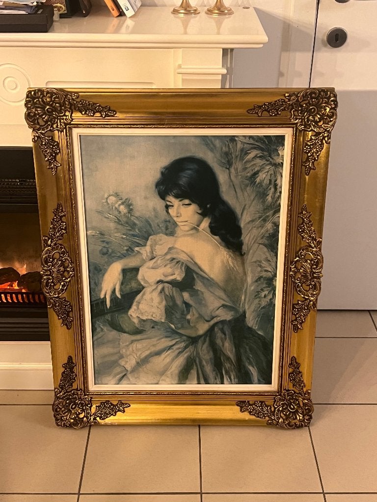 Sierlijke vrouw, Antiquités & Art, Art | Peinture | Classique, Portrait ou Personnes, Enlèvement, Impression, Cadre spécial