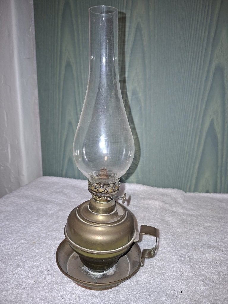 oude koperen draag olielamp, begin 1900, Ophalen of Verzenden
