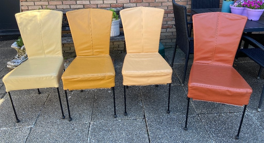 4 ijzen stoelen met overtrek, Ophalen, Gebruikt, Overige kleuren, Vier