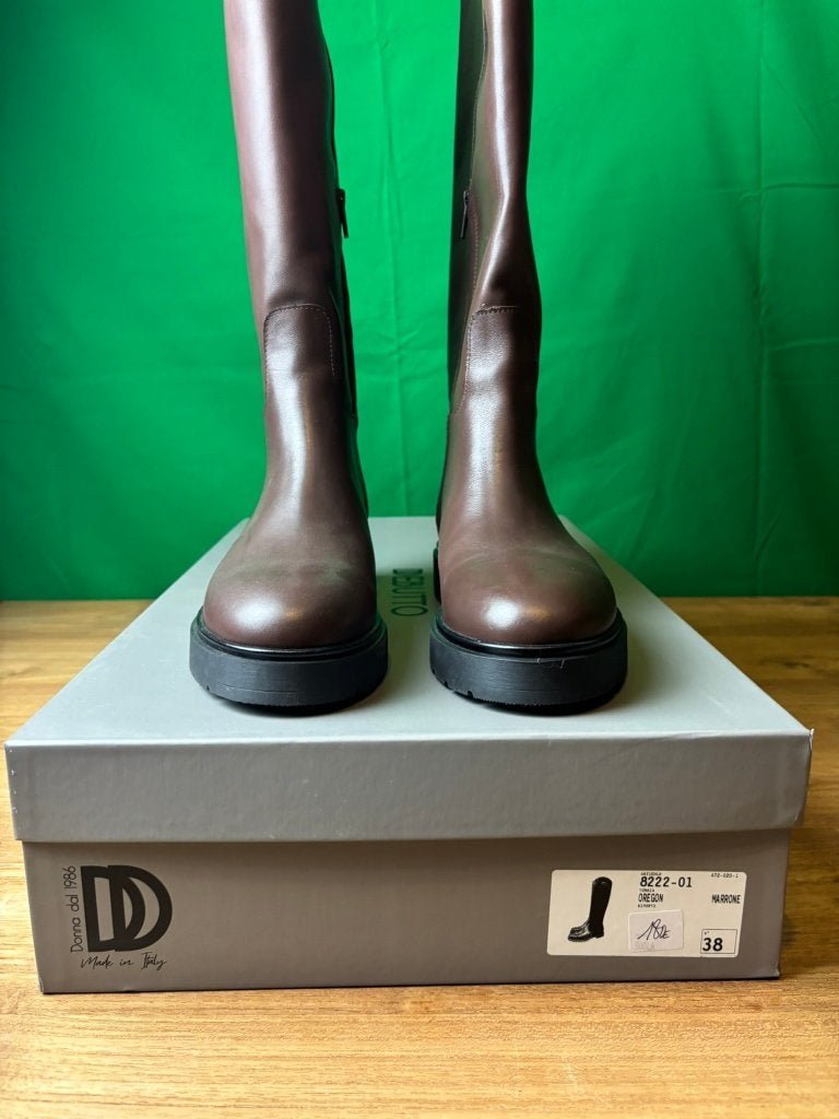 Debutto Donna bruine leren laarzen maat 38, Kleding | Dames, ANDERE, Hoge laarzen, Bruin, Ophalen of Verzenden