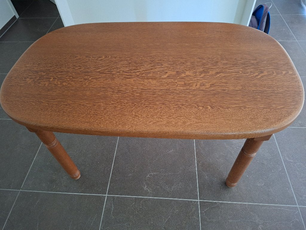 Table en chêne clair avec quatre chaises en chêne, Maison & Meubles, Tables | Tables à manger, Utilisé, 50 à 100 cm, 100 à 150 cm