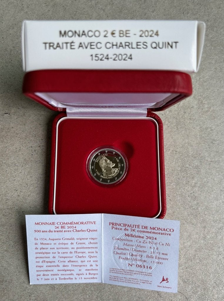 Monaco 2 euro 2024, Postzegels en Munten, Ophalen of Verzenden, Monaco, 2 euro