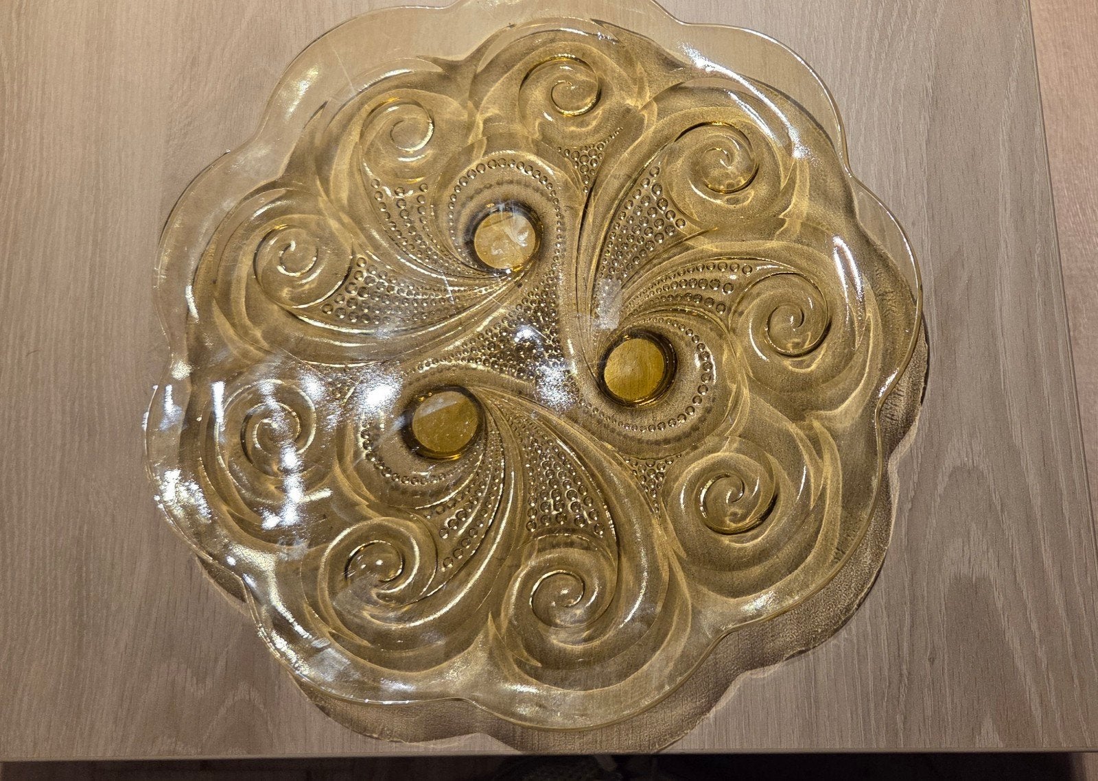 art deco/amberkleurige glazen schaal, Antiek en Kunst, Ophalen of Verzenden