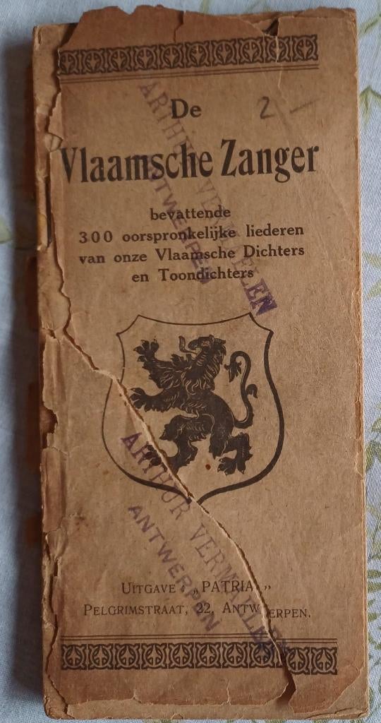 De Vlaamsche Zanger - uitgave Patria 1920, Livres, Musique, Enlèvement ou Envoi, Genre ou Style