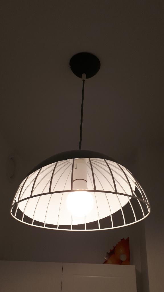 Moderne kroonluchter, groen en wit, inclusief lamp, Huis en Inrichting, Lampen | Kroonluchters, Zo goed als nieuw, Metaal, Ophalen