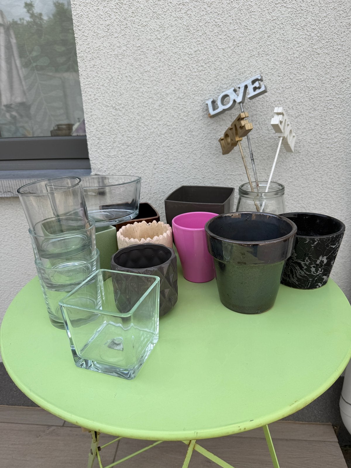 Lot cache-pots et contenants plantes différents modèles, Tuin en Terras, Bloempotten, Zo goed als nieuw, Binnen, Ophalen