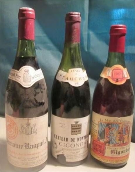 3 vins français - Gigondas - 1979 et 1982, Collections, Vins, Enlèvement ou Envoi, Pleine, Comme neuf, Vin rouge