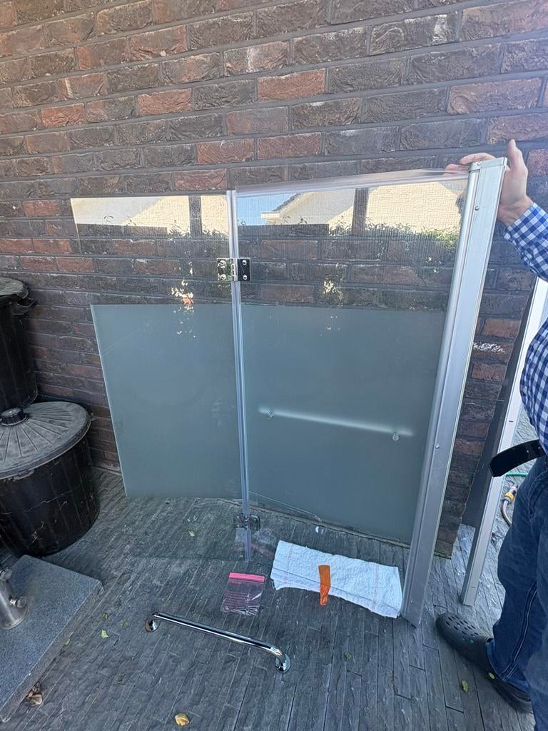 Glazen badwand 70 cm met flex paneel 50cn, Jardin & Terrasse, Verrières, Enlèvement, Comme neuf