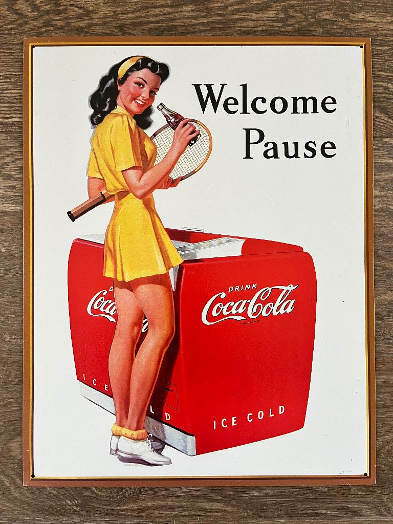 Coca Cola reclamebord - plakkaat - bord 32 x 40 cm, Ophalen, Zo goed als nieuw, Reclamebord