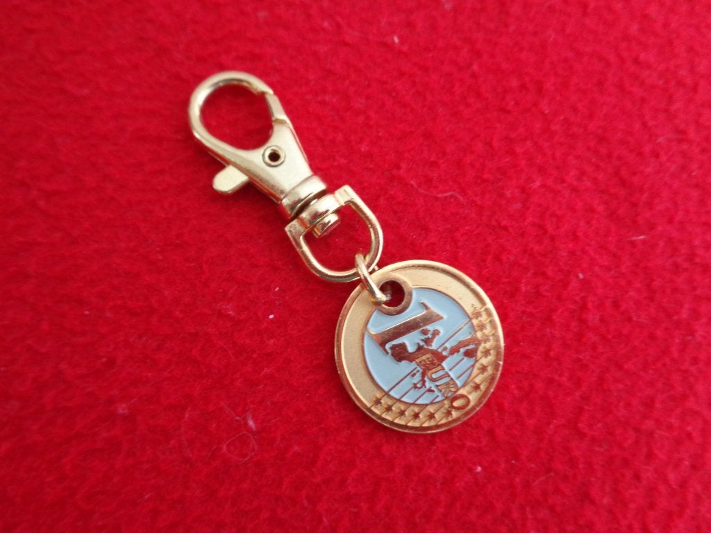 Porte clé pièce 1€ Credit Europeen. Ancien, Collections, Envoi, Utilisé, Autres types