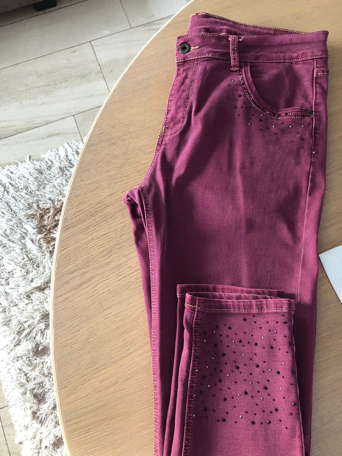 Jeansbroek bordeaux maat xl, Kleding | Dames, Spijkerbroeken en Jeans, Ophalen, Gedragen, Overige kleuren, W33 - W36 (confectie 42/44)