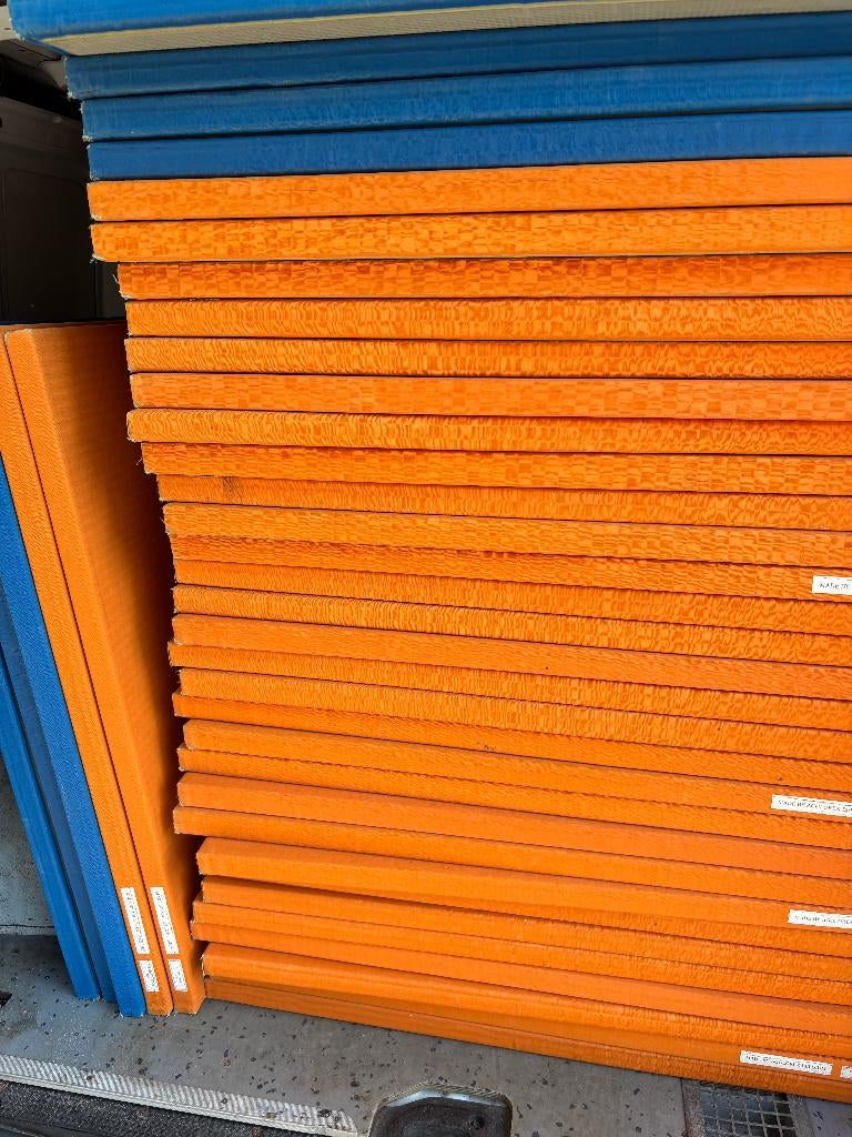 judomatten 100 x 100 x 4 cm oranje en groene, Sport en Fitness, Ophalen, Gebruikt