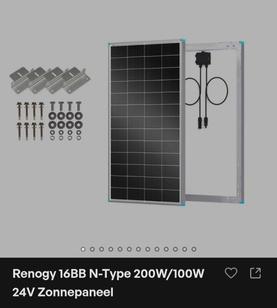 KOOOPJE ! €100 Zonnepaneel renogy, Ophalen, Nieuw, Paneel, 200 wattpiek of meer