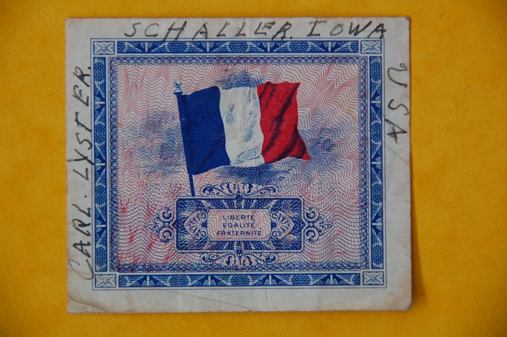 2 Francs Français 1944 met vlag ( en met naam ? ), Verzenden, Frankrijk, Los biljet