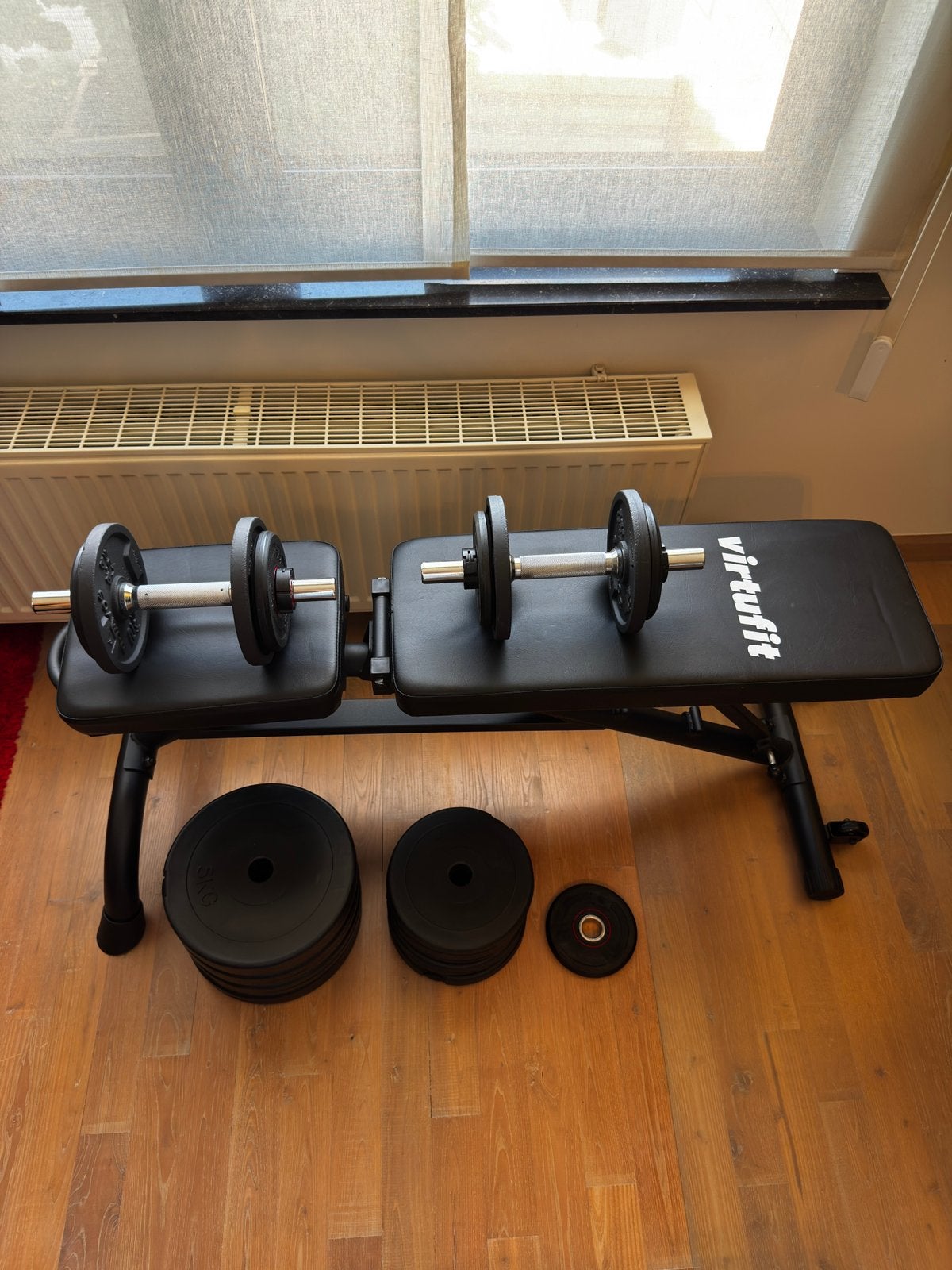 Fitness Bench met gewichten, Sport en Fitness, Ophalen, Zo goed als nieuw, Fitnessbank