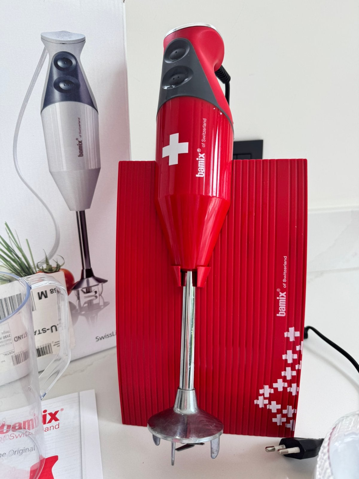 Bamix M200 rode staafmixer - helemaal compleet in doos, Ophalen, Zo goed als nieuw