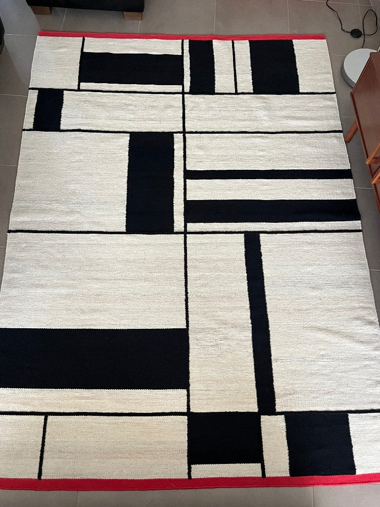 Vintage look tapijt 100% wol (170 x 240cm), Maison & Meubles, Enlèvement, Noir, Tapis