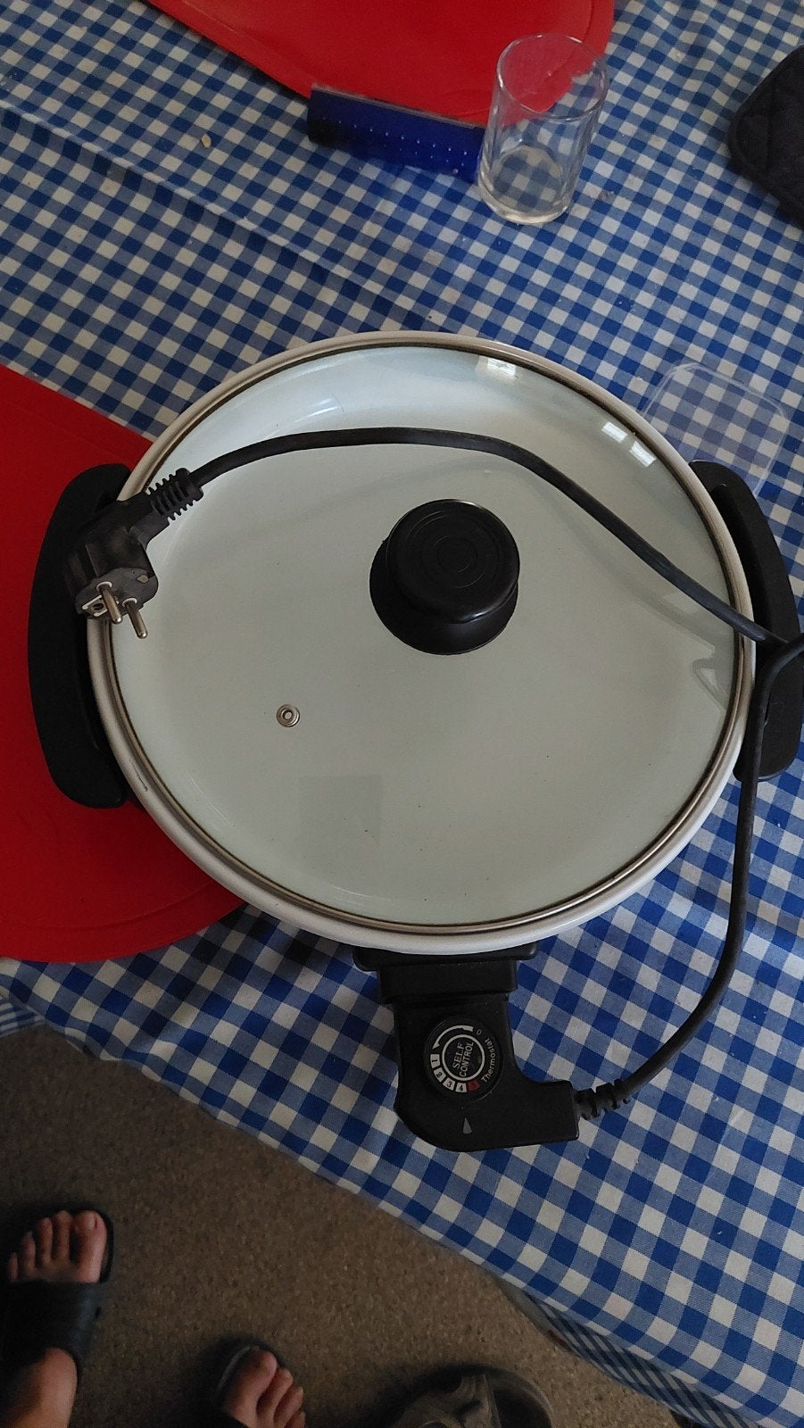 Electric pan BEST HOME  met glazen deksel, Comme neuf, Enlèvement, Revêtement antiadhésif, Autres types