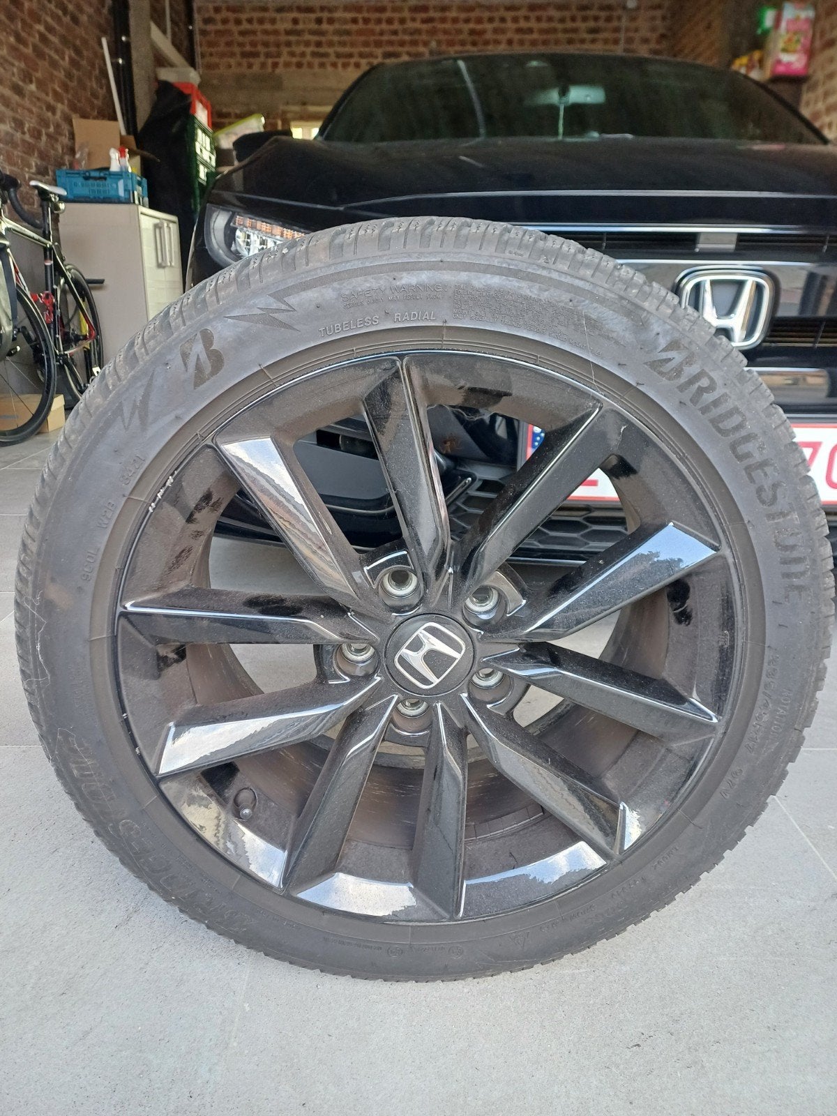 Honda Civic sportvelgen 17 inch + Bridgestone winterbanden –, Ophalen, 17 inch, Winterbanden, Band(en)